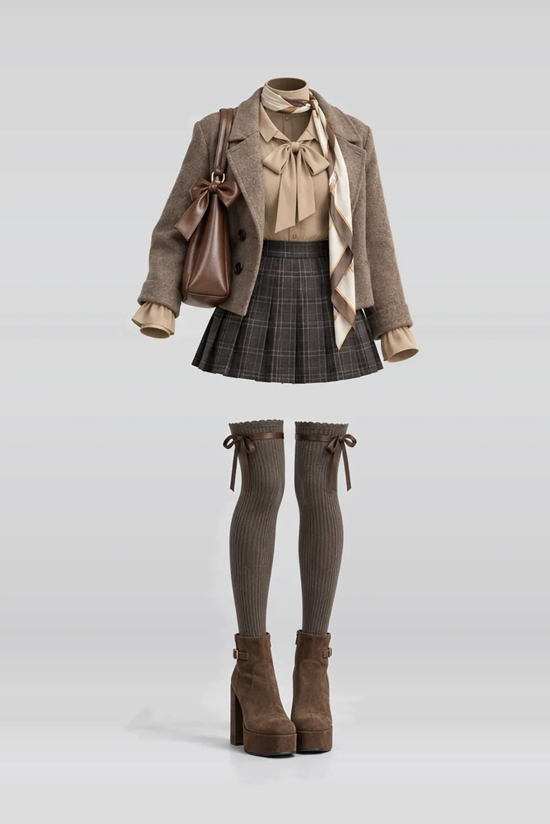 Blouse + pleated mini skirt