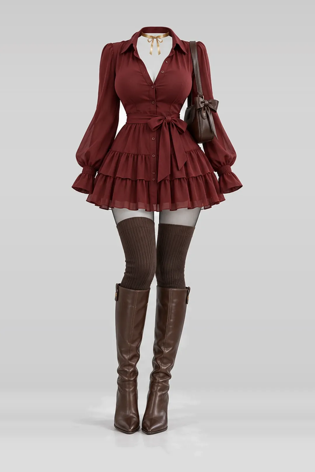 Red shirt + dress