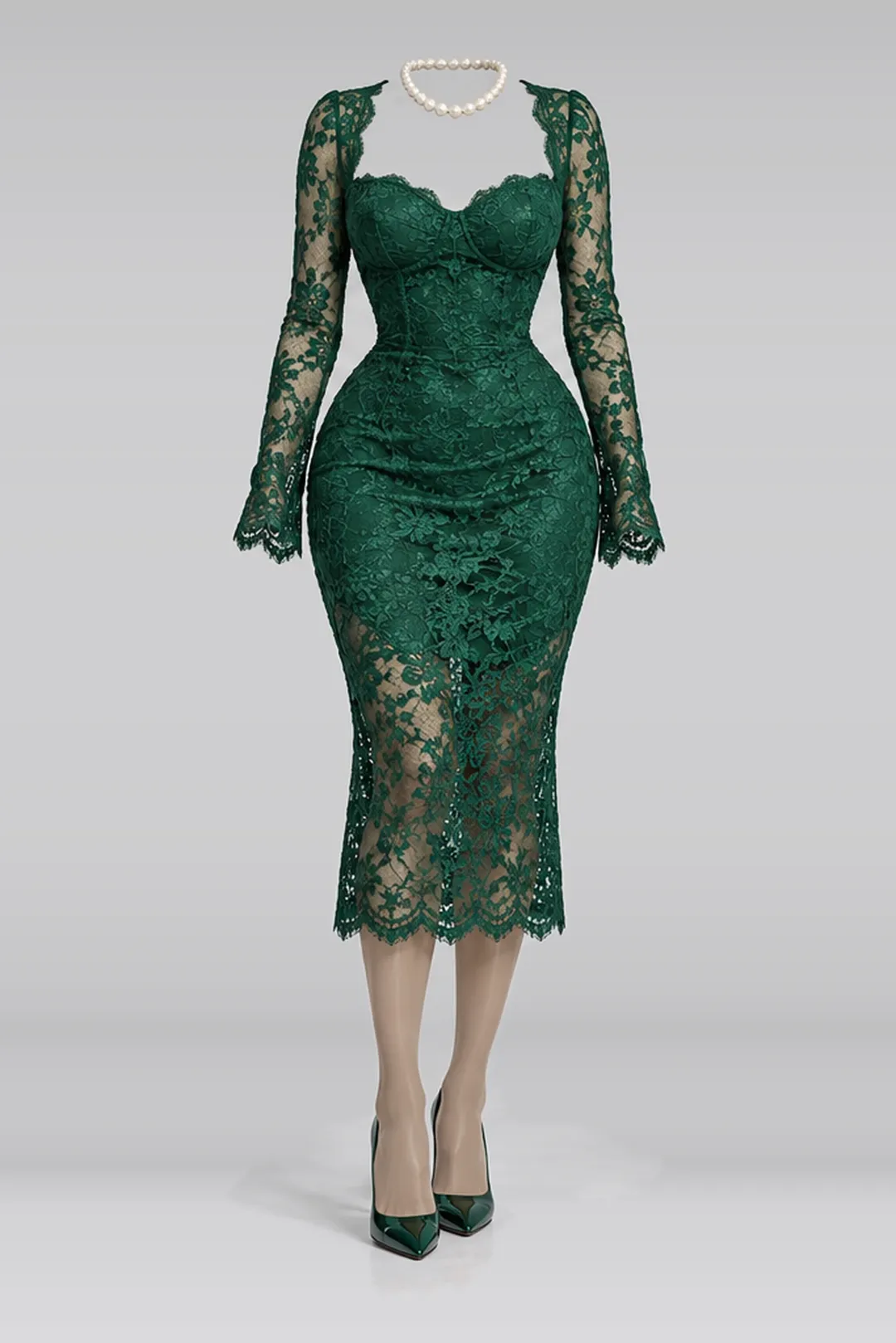 Lace midi dress + tights
