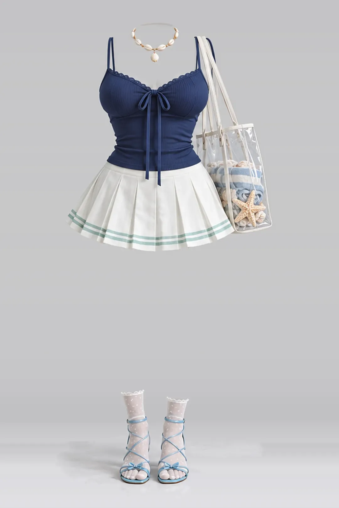 蝴蝶结吊带 + 短裙 · 夏季穿搭参考