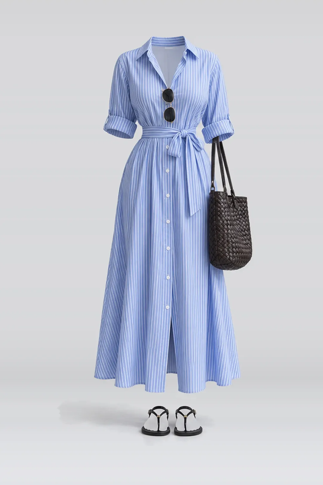 Blue shirt + dress
