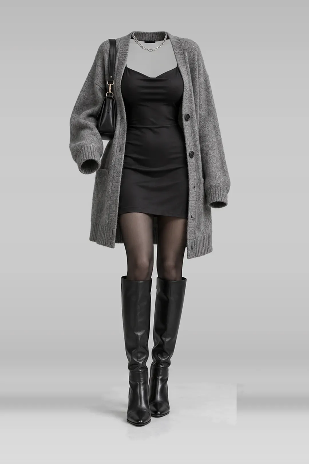 Grey cardigan + coat