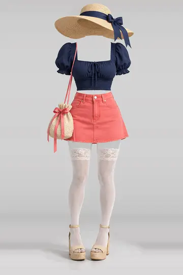 藏青色牛仔短裙