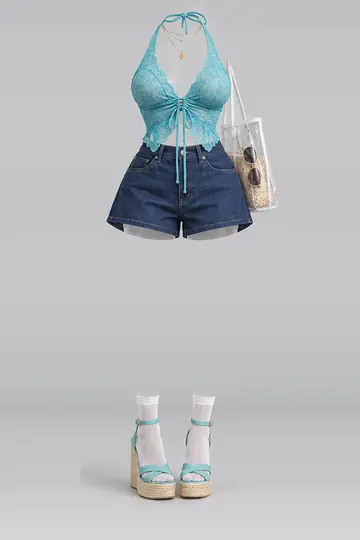藏青色牛仔短裤