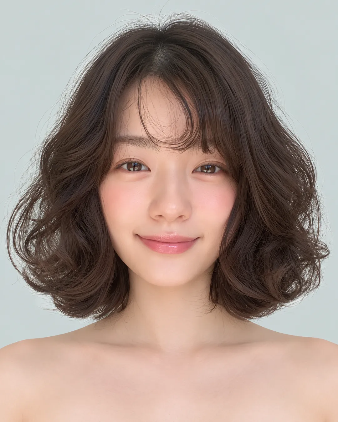 螺旋烫短波波（黑发） · 人像脸模参考