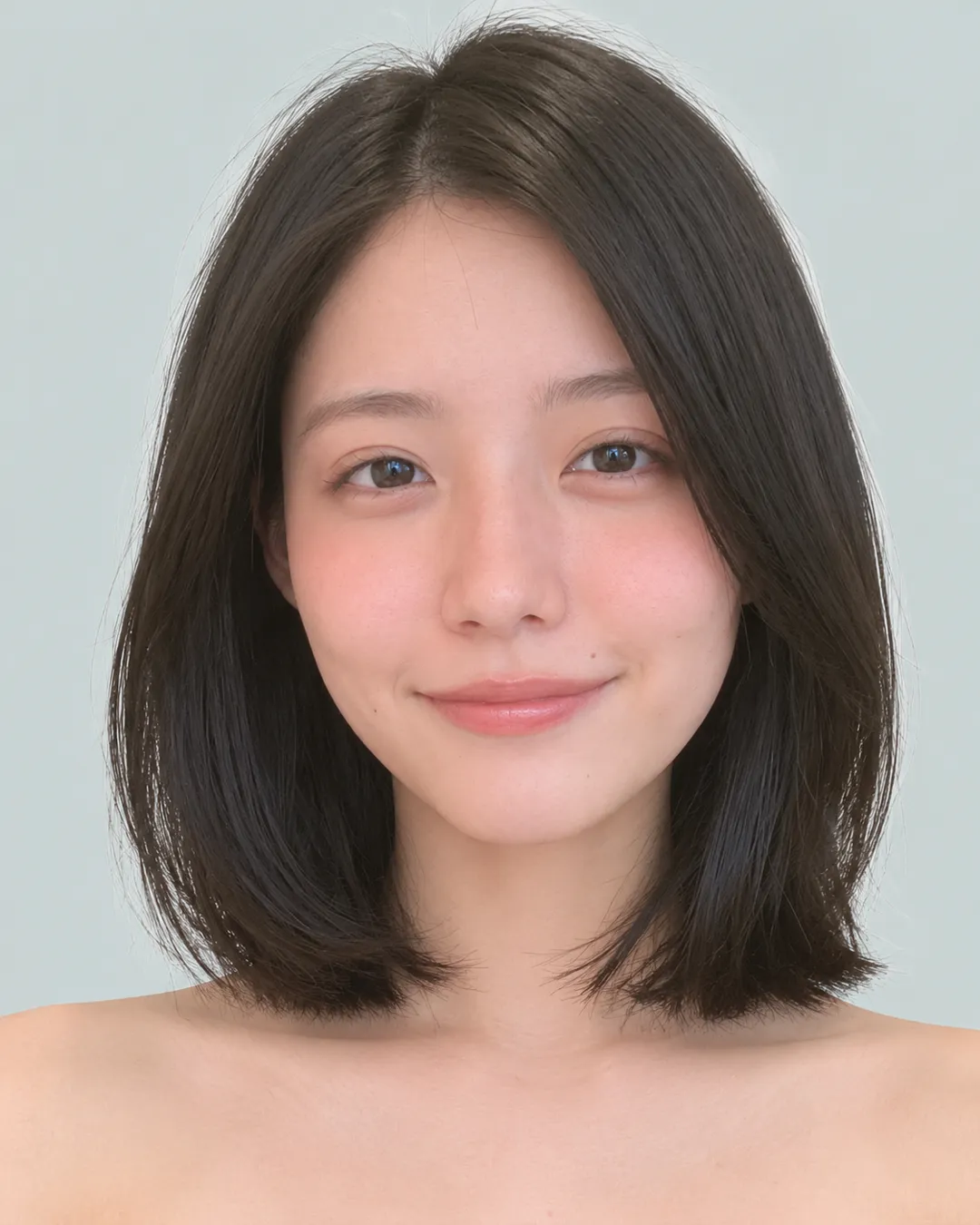 前长后短菱形短波波(黑发) · 人像脸模参考
