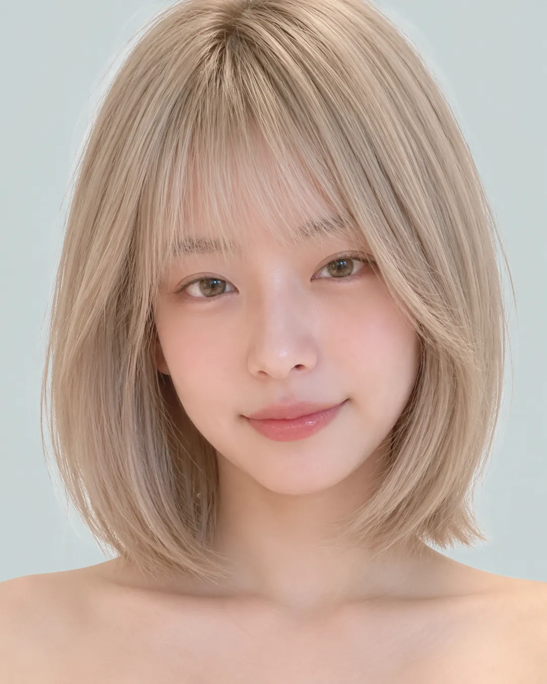 浅色奶茶色短波波 · 人像脸模参考