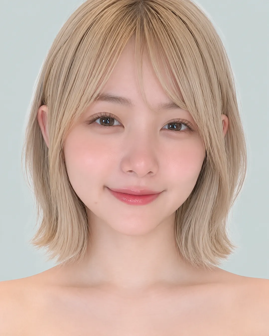浅色奶茶色短波波 · 人像脸模参考
