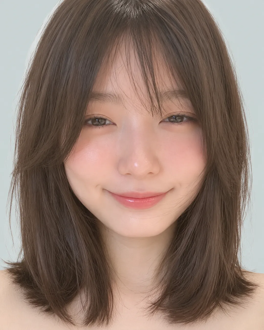 韩式锁骨流苏波波(侧分刘海) · 人像脸模参考