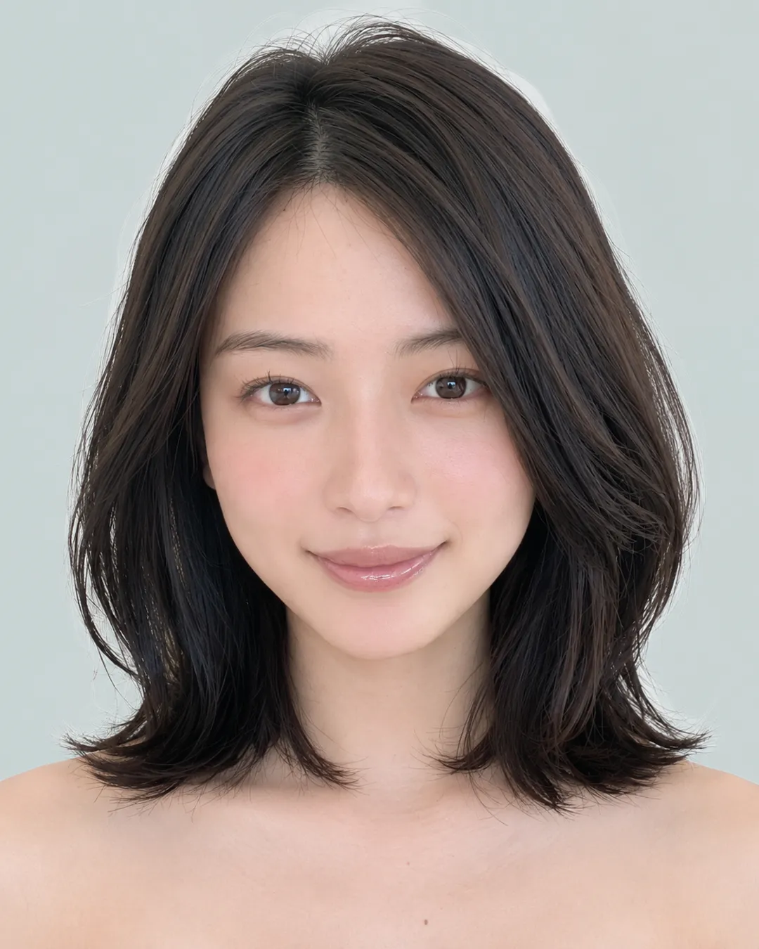 前长后短菱形短波波(黑发) · 人像脸模参考
