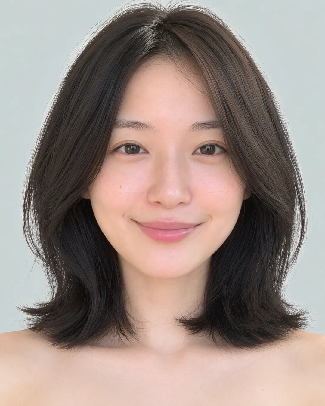 前长后短菱形短波波(黑发) · 人像脸模参考