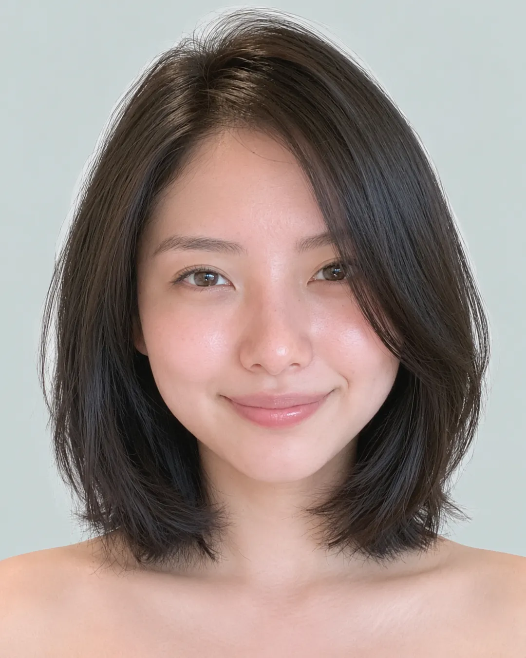 前长后短菱形短波波(黑发) · 人像脸模参考