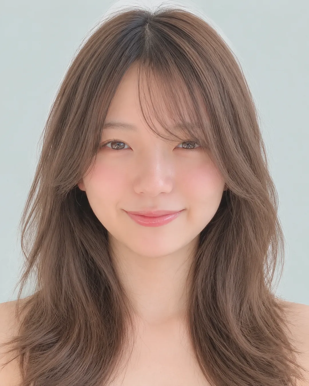 中长层次内扣（柔米色） · 人像脸模参考