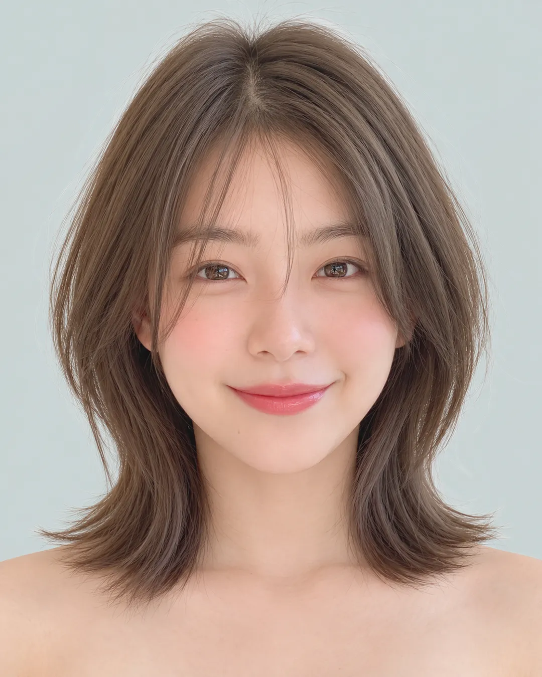 收腰短发(后颈留长·空气刘海) · 人像脸模参考