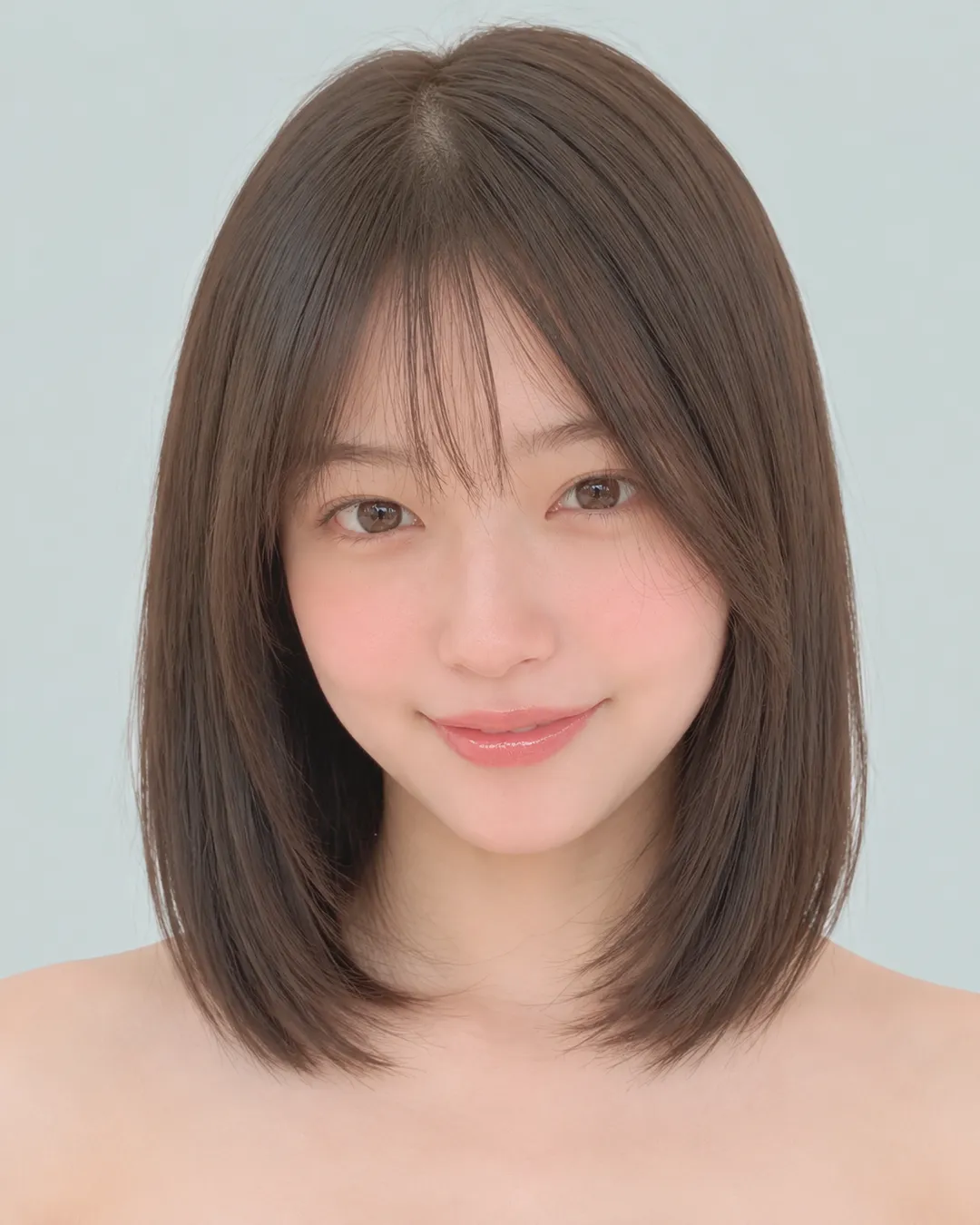 韩式锁骨流苏波波(侧分刘海) · 人像脸模参考