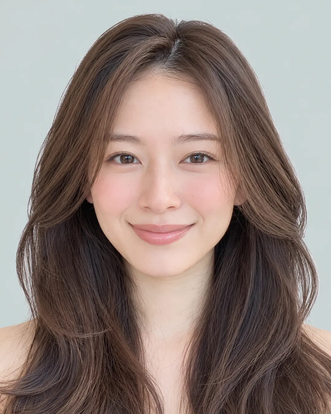 内扣层次加碎发(巧克力棕) · 人像脸模参考