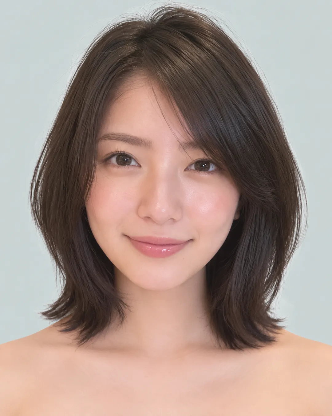 前长后短菱形短波波(黑发) · 人像脸模参考