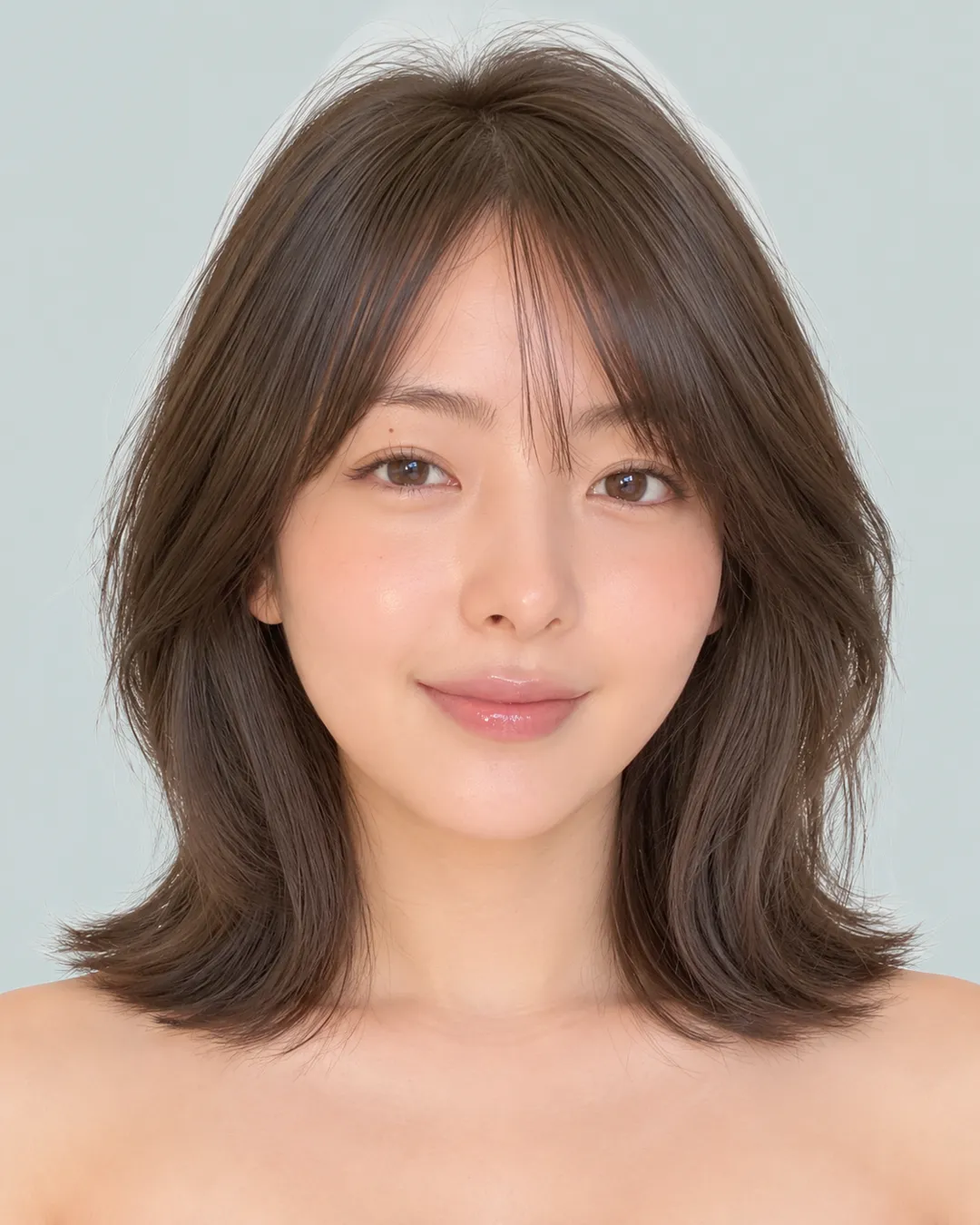 收腰短发（后颈留长·空气刘海） · 人像脸模参考