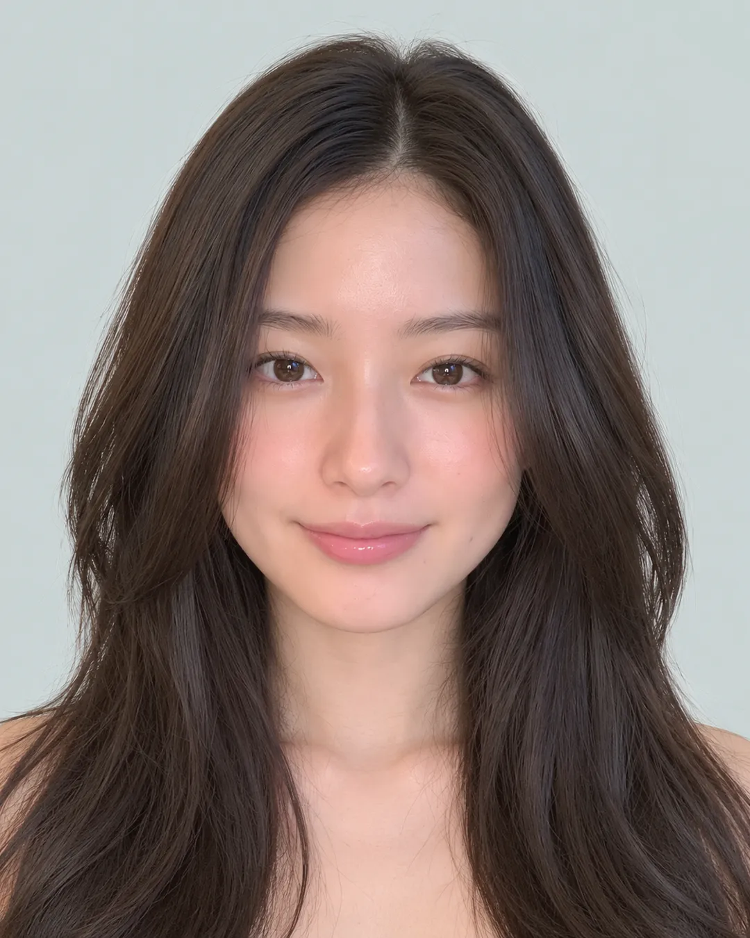 半长黑发光泽层次
